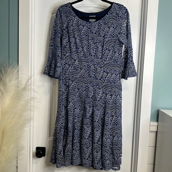 Rabbit Rabbit Rabbit Dresses & Skirts - Rabbit Rabbit Rabbit Blue Burnout 3/4 Sleeve‎ Dress. Size 12. NWT.